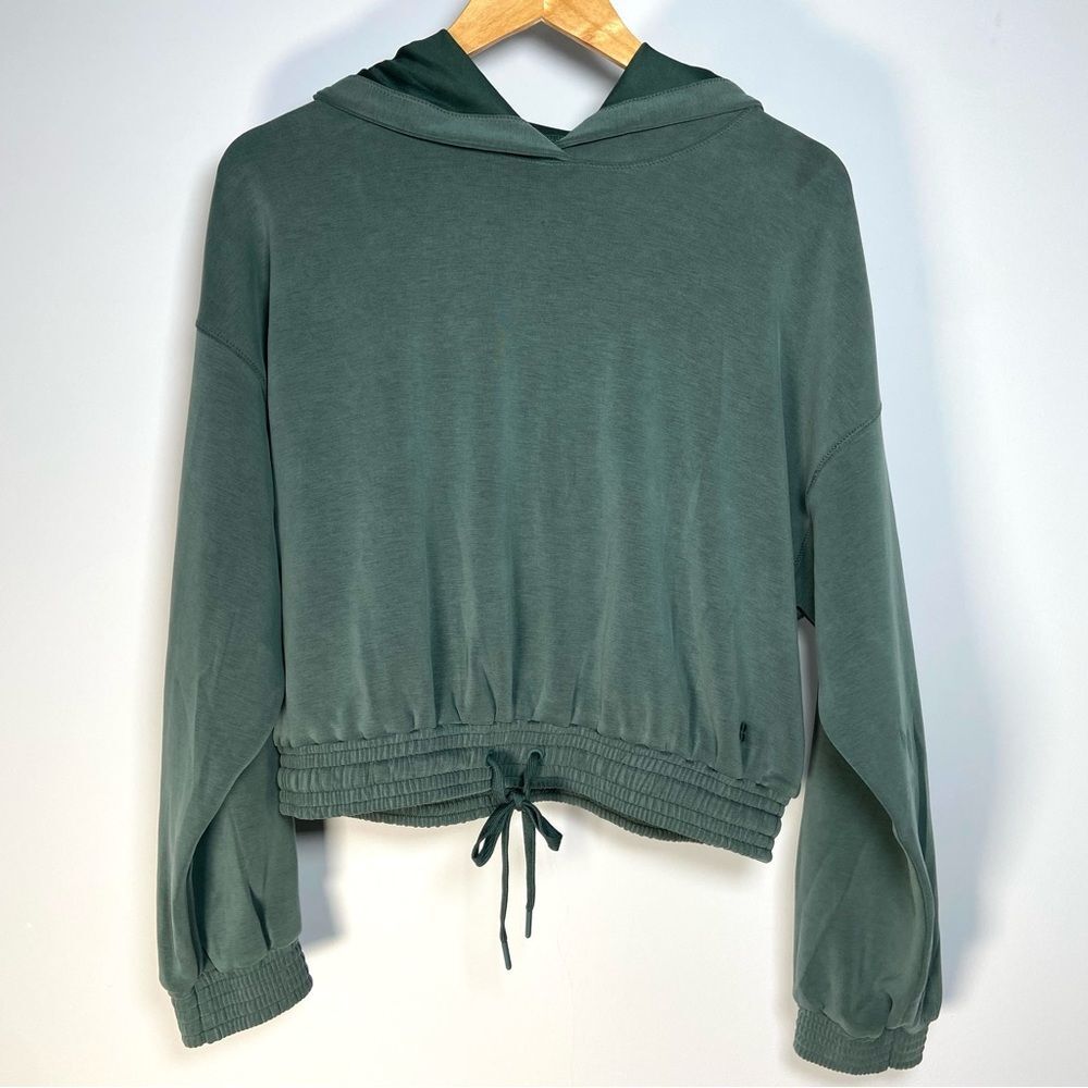 NWT Sweaty Betty Green Sand Wash Cloud Weight Cropped Hoodie Oversized Size M